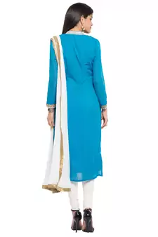 Blue Embroidered Georgette Salwar