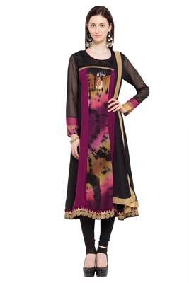 Purple Embroidered Georgette Salwar 1