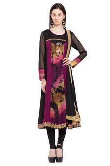 Purple Embroidered Georgette Salwar