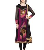 Purple Embroidered Georgette Salwar