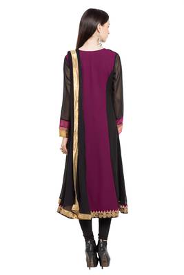 Purple Embroidered Georgette Salwar 4