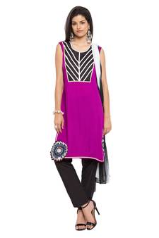 Purple Embroidered Cotton Salwar