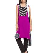 Purple Embroidered Cotton Salwar