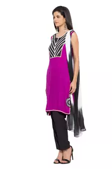 Purple Embroidered Cotton Salwar