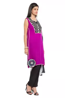 Purple Embroidered Cotton Salwar
