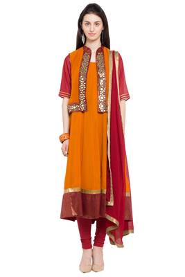 Magenta Embroidered Georgette Salwar 1