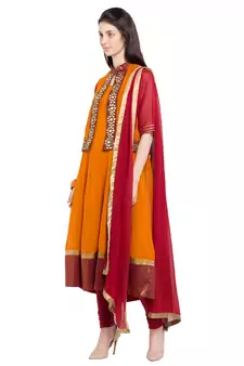Magenta Embroidered Georgette Salwar