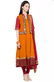 Magenta Embroidered Georgette Salwar