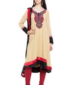 Beige Embroidered Georgette Salwar