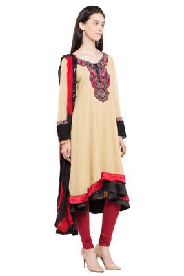 Beige Embroidered Georgette Salwar 3