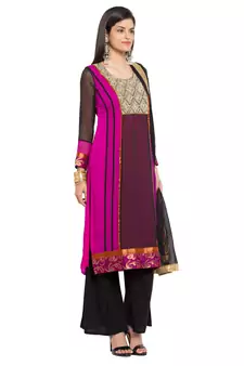 Pink Embroidered Georgette Salwar