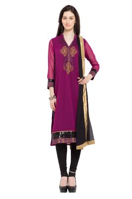 Purple Embroidered Georgette Salwar 1