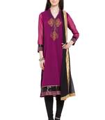 Purple Embroidered Georgette Salwar