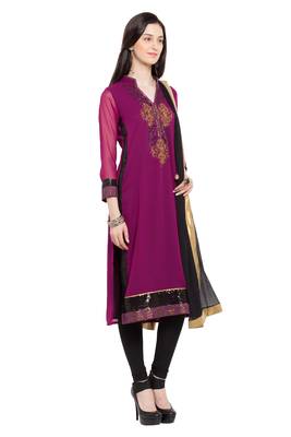 Purple Embroidered Georgette Salwar 3