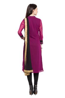 Purple Embroidered Georgette Salwar 4