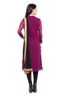 Purple Embroidered Georgette Salwar