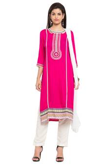 Pink Embroidered Cotton Salwar