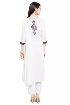 White Embroidered Cotton Salwar