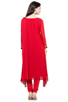 Red Embroidered Georgette Salwar 4
