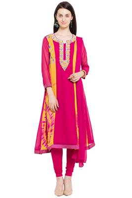 Pink Embroidered Georgette Salwar 1
