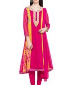 Pink Embroidered Georgette Salwar