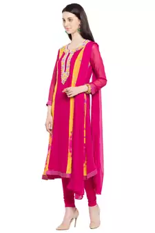 Pink Embroidered Georgette Salwar