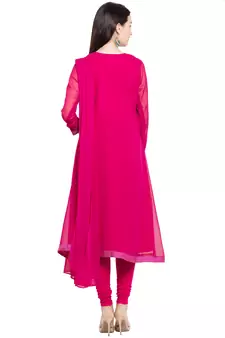 Pink Embroidered Georgette Salwar