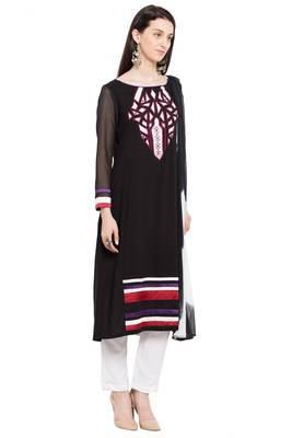 Black Embroidered Cotton Salwar 3