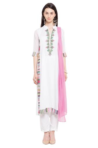 White Embroidered Cotton Salwar