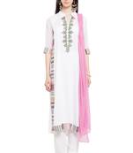 White Embroidered Cotton Salwar