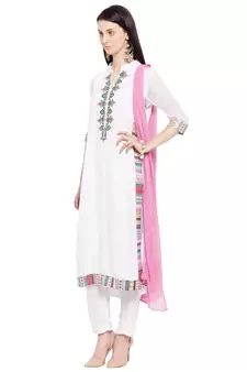 White Embroidered Cotton Salwar