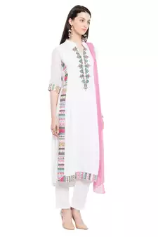 White Embroidered Cotton Salwar