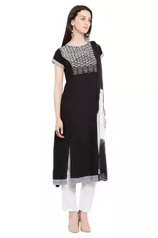 Black Embroidered Cotton Salwar