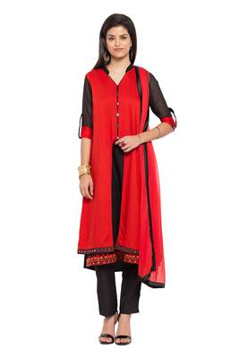 Red Embroidered Cotton Salwar 1