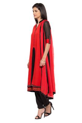 Red Embroidered Cotton Salwar 3
