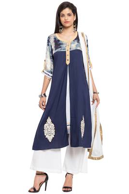Blue Embroidered Cotton Salwar 1