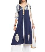 Blue Embroidered Cotton Salwar