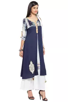 Blue Embroidered Cotton Salwar