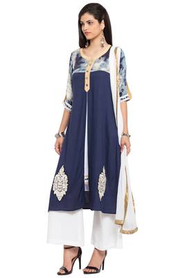 Blue Embroidered Cotton Salwar 3