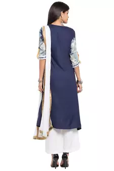 Blue Embroidered Cotton Salwar