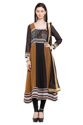Brown Embroidered Georgette Salwar 1