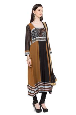 Brown Embroidered Georgette Salwar 2
