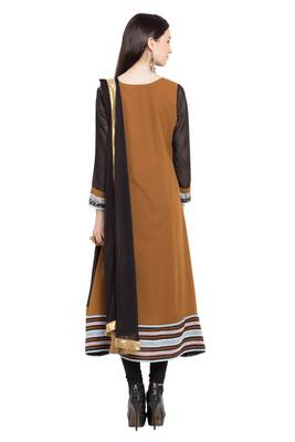 Brown Embroidered Georgette Salwar 4
