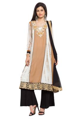 Brown Embroidered Georgette Salwar 1