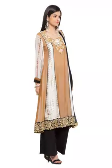 Brown Embroidered Georgette Salwar