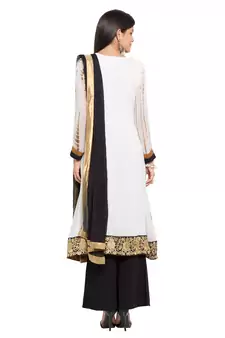 Brown Embroidered Georgette Salwar