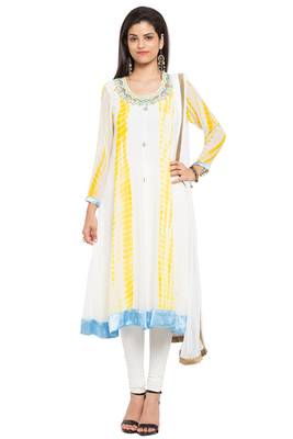 White Embroidered Georgette Salwar 1