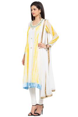 White Embroidered Georgette Salwar 2