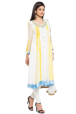 White Embroidered Georgette Salwar 3