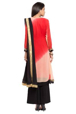 Red Embroidered Georgette Salwar 4
